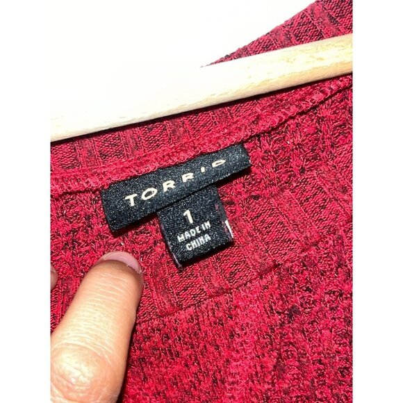 Torrid Red Textured Knit Crew Neck Long Sleeve Pullover Sweater Women's Size 1x - Picture 3 of 9